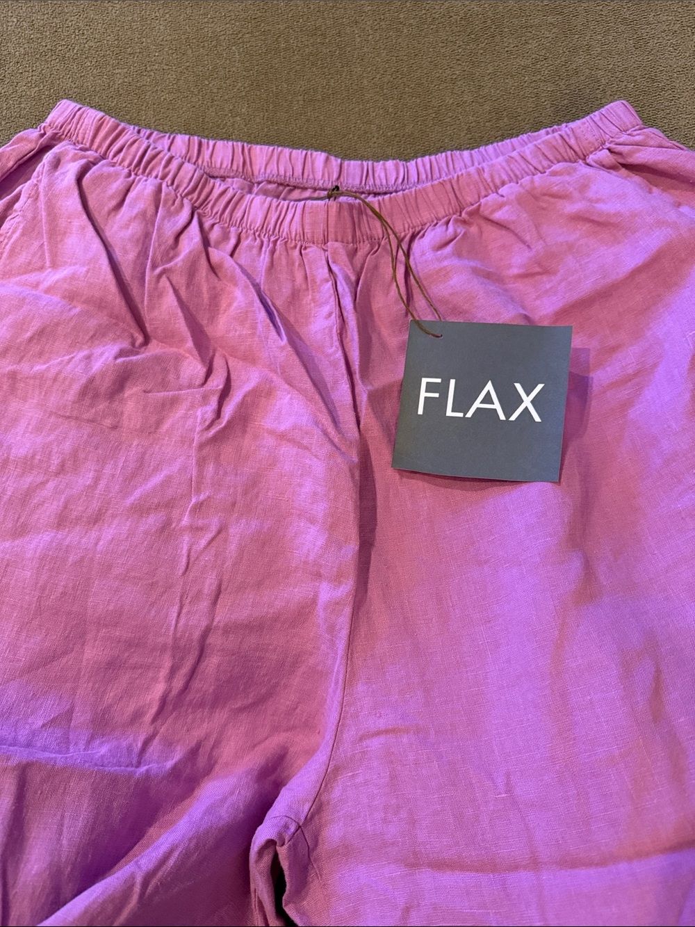 New Flax Women’s 100% Linen Wide Leg Pink pull On Pants Size Large (TD) - Picture 3 of 6